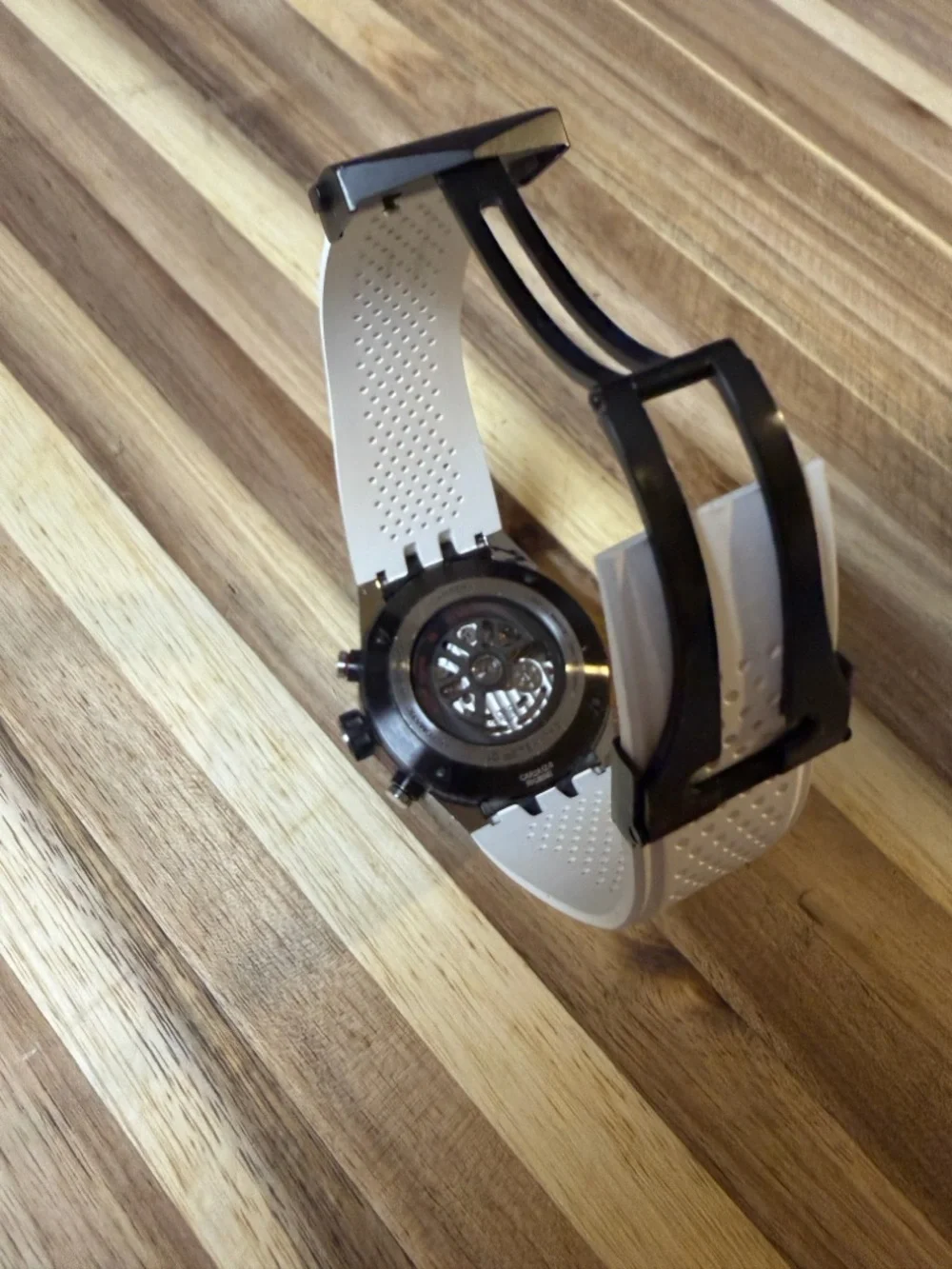 Tag Heuer Skeleton Chronograph Watch - Black, Silver & Red Accents - Picture 7 of 10
